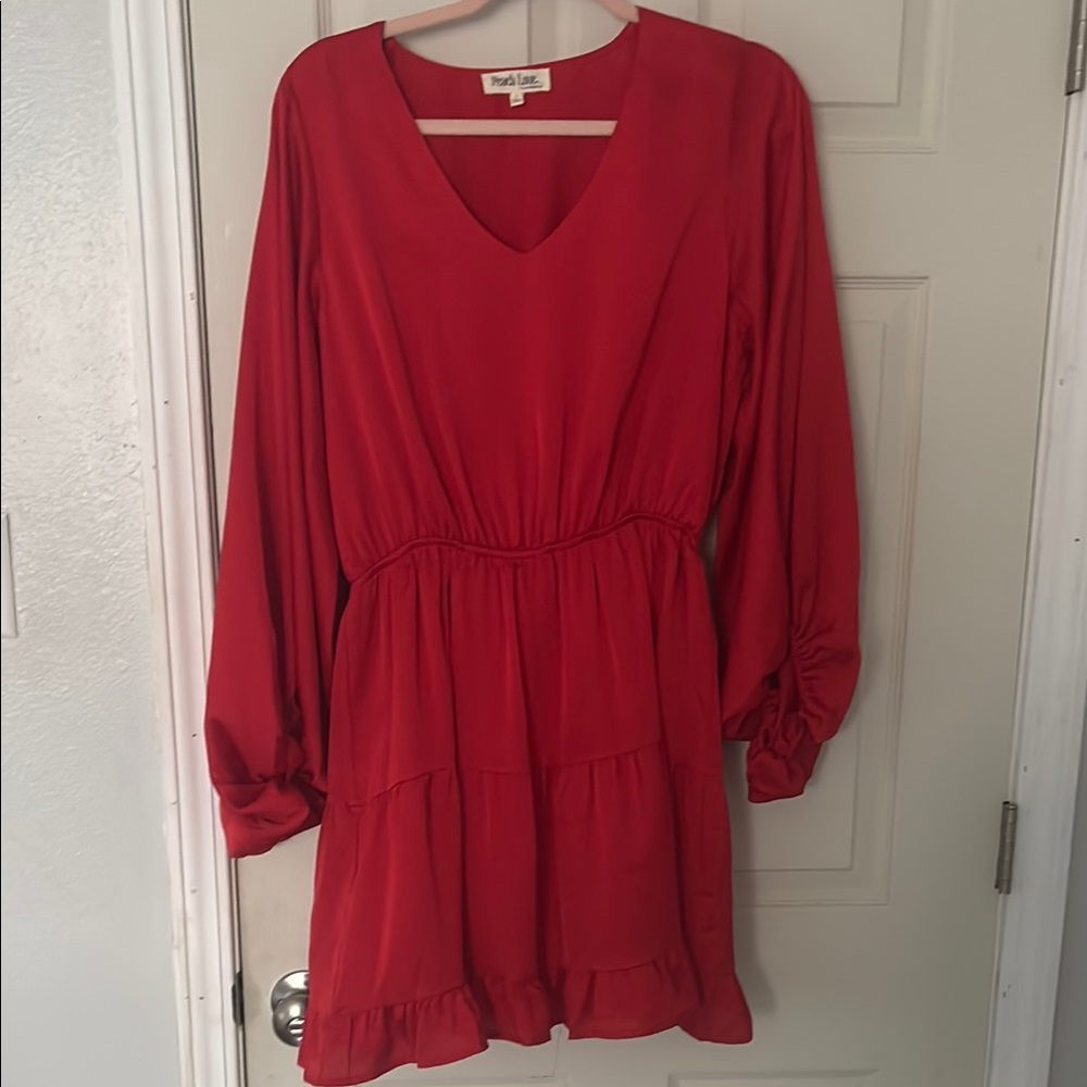 Red long sleeve dress